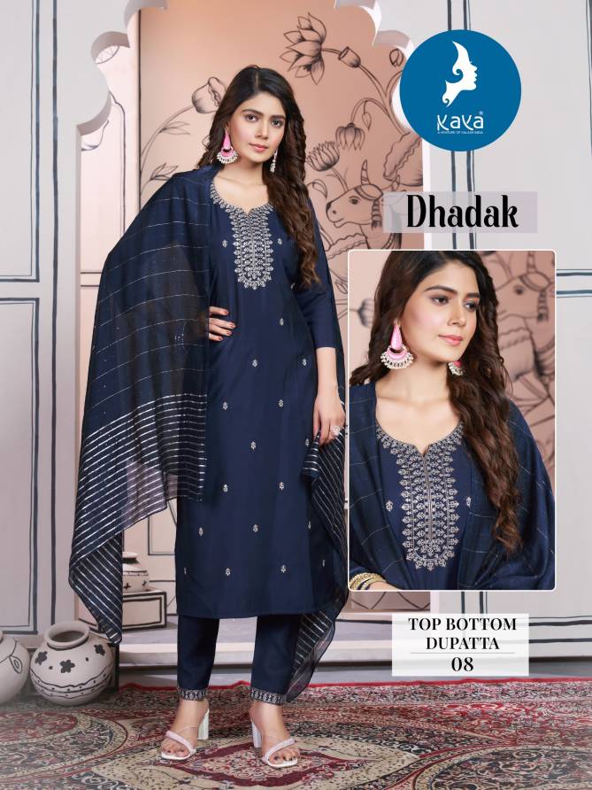 Dhadak By Kaya Roman Silk Straight Cut Kurti With Bottom Dupatta Wholesale Price In Surat